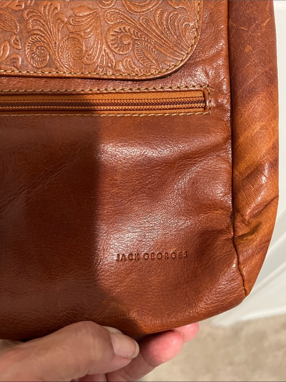 Jack George women brown leather crossbody bag. - Picture 3 of 14